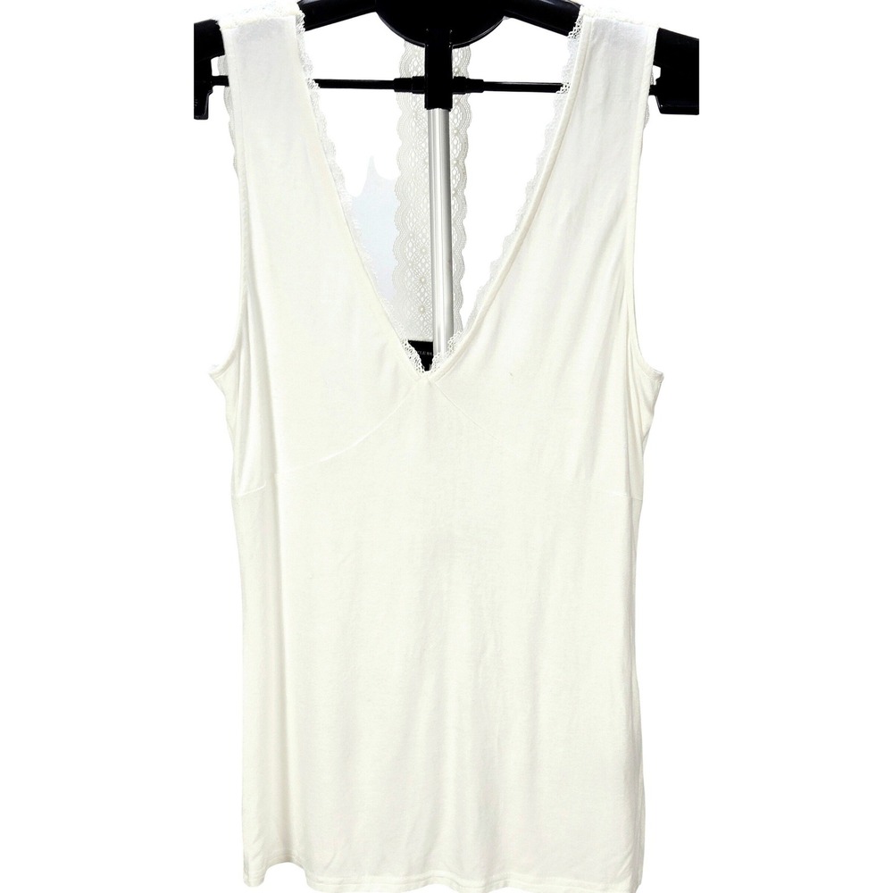 Women's Buckle Black Medium White Lace Racerback Babydoll Layering Cami